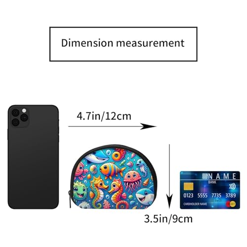 Portable Coin Purse Dolphin-Shark-Seahorse Mini Zippered Money Pouch Card Holder2