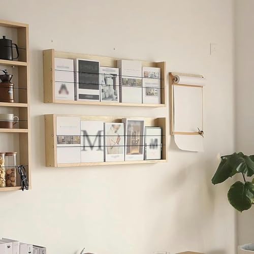 Revistero de pared de madera XDRGOOIUY para folletos y libros 4