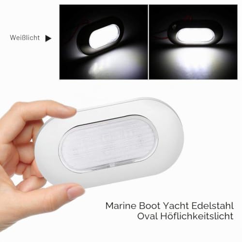 Nikou Einstiegsleuchten für Boote, 12 V LED Weiß Rechteckig Marine Boot Yacht Licht Wohnmobil Leuchten Deckenleuchten aus Edelstahl, für Boote Deck Kajak Yacht Marine Ponton Treppen