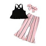 Baby Mädchen Kleidung Outfit: Ärmellose Hosenträger + Gestreifte Schlaghose Hosen Kinder Osternoutfits Bekleidungsset Sommer Strand Urlaub 2tlg Bekleidungsset