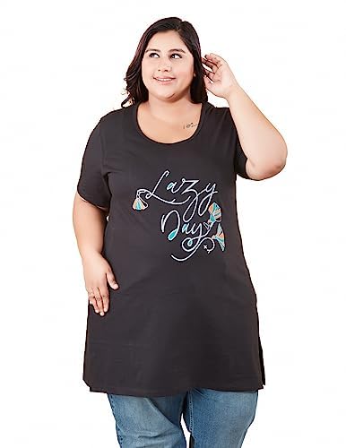 Image of CUPID Women Cotton Round Neck Half Sleeves T-Shirt,Night n Sleep Wear,Daily Use Gym /Lounge Wear Long Tops with Pocket