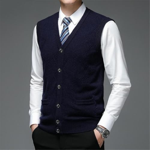 Men's Wool Knit Vest Sleeveless Sweater Casual V-Neck Pullover Solid Warm Knitwear Business Slim Fit Cardigan2