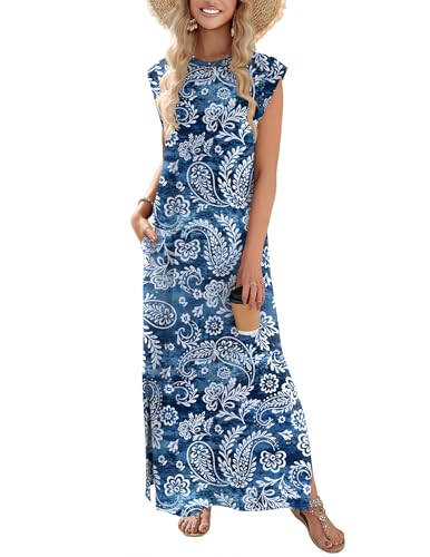 Image of Zeagoo Summer Dresses for Women 2026 Long Maxi Sundresses Loose Split Wrinkle-Free Beach Travel Vacation Clothes