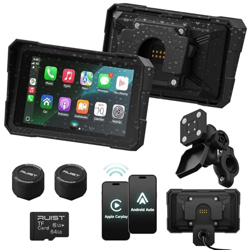 Image of 5.0 inch Wireless Motorcycle CarPlay Screen with TPMS, Model MOX50 | Wireless Apple CarPlay & Android Auto, IP67 Waterproof GPS, Dual Bluetooth, Magnetic Mount, Voice Control.