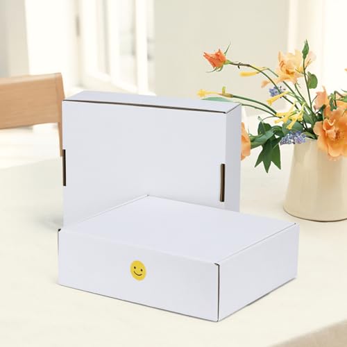 Image of HORLIMER 10x8x3 inches Shipping Boxes Set of 25, White Corrugated Cardboard Box Literature Mailer, 25 Stickers Included