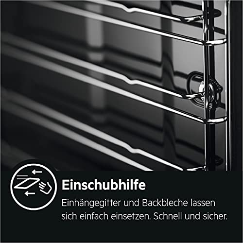 AEG Einbaubackofen BES331110B / Serie 6000 / SurroundCook – Heißluft mit Ringheizkörper/Reinigungshilfe mit Wasserdampf/Versenkknebel/Grillfunktion/Display mit Uhr/Autark/A/Schwarz