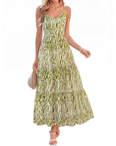 Image of KIRUNDO Sundresses for Women 2026 Spring Summer | Boho Floral Print Hawaiian Style, Sleeveless Spaghetti Strap, With Pockets, Beach Vacation Cruise Flowy Maxi Dress