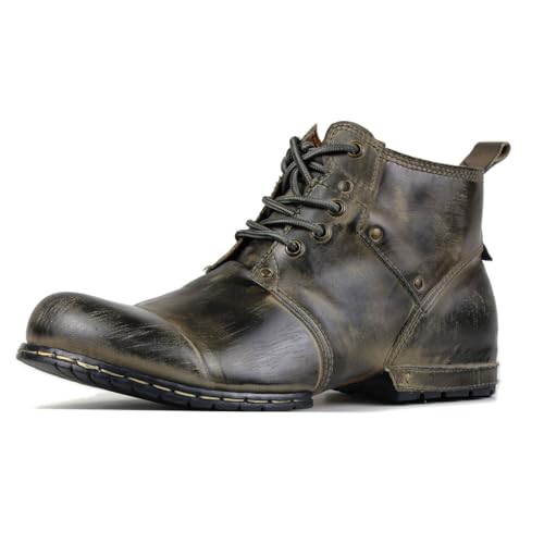 Image of Men's Vintage Brown Chukka Boots Lace-up Motorcycle Casual Leather Shoes Ankle Boot for Men Fashion CD-6015-2-Stylish