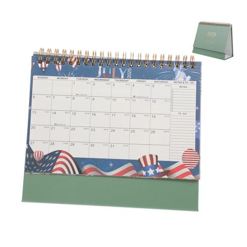 HOODANCOS Desk Calendar 2025 Paper Flip Calendar Office Decor Sturdy Metal Binding