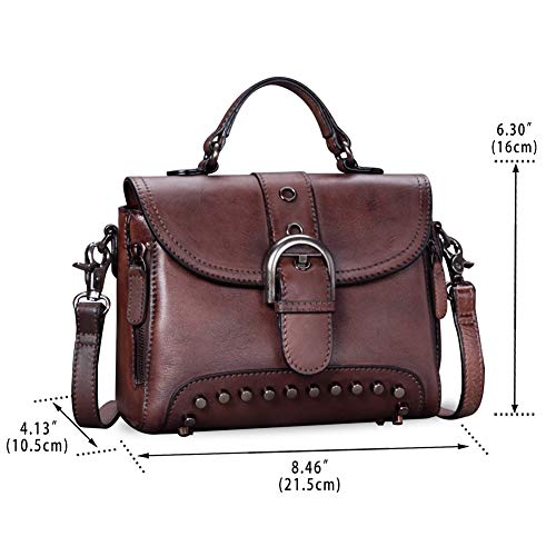 Genuine Leather Satchel For Women Vintage Handmade Crossbody Bag Purse Top-Handle Handbag (Coffee) #TOP3