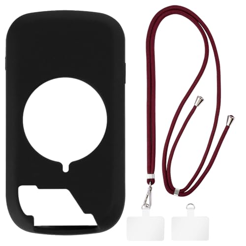 Custodia e Tracolla Compatibile con Garmin Approach G8 Cover per Telefono e Cinturino da Collo Regolabile con Fibbie in Metallo e 2 PatchNero + rosso