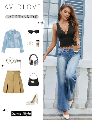 Avidlove Lace Tank Tops for Women Summer Going Out Tops Y2k Sexy Lace Top4