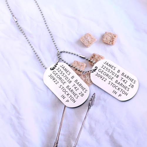 Stainless Steel James B Barnes Bucky Military Dog Tags Necklace Cosplay Costume Prop3