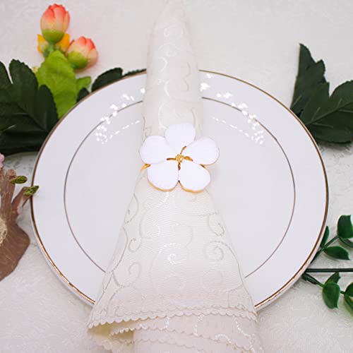 Xiadunai XIADUNAI-NR4 Elegant White Flower Napkin Rings Set Of 4 thumb #5