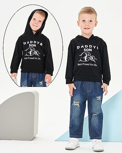 Image of Renotemy Toddler Baby Boy Clothes Denim Outfits Infant Hooded Sweatshirt Jeans Pants Little Boys Clothing