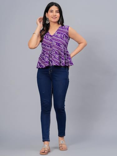 Image of Stylum Women's Bandhej Printed Rayon Peplum Top