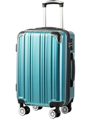 Image of Coolife Luggage, Suitcase with Durable and Lightweight, Checked Luggage with PC+ABS Hardshell, Dual Spinner Wheels, TSA Lock, and YKK Zipper (green new, M(24in))