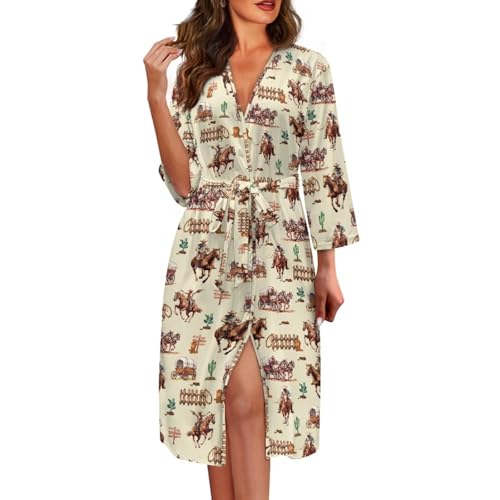 TOFRIMADE Western Cowboys Robes Sleepwear Plus Size