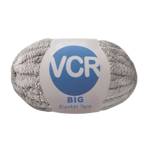 Image of VCR Grey Yarn, 200 Grams Big Chunky Hank, 22 Meters Length, Suitable for Knitting Blankets and Pillows, 100% Polyester Yarn Ball for Crochet DIY, Soft Threads, Pack of 1