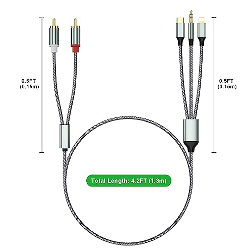 image for Apitiong Lightning to RCA Cable Audio Aux Adapter,RCA to 3.5mm Cable�