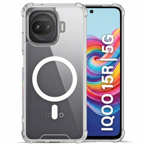Image of TRUEUPGRADE Back Cover for iQOO 15R 5G | Mag-Safe Printed Transparent Case | Hard PC Back + Soft TPU Bumper | Magnetic Print Shockproof Protective Cover | Crystal Clear