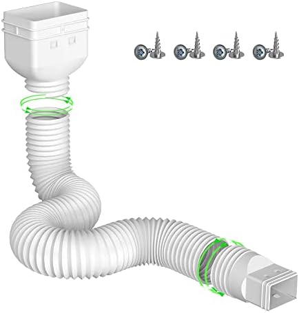 Mapleza Rain Gutter Downspout Extensions Flexible - Drain Downspout Extender - Gutter Down Spout Drain -Extend from 21 to 60 Inches (White,1Pack)
