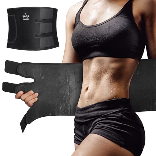 VIMUSFUN Waist Trimmer for Women Belly Fat, Sweat Waist Trainer Stomach Wraps for Weight Loss, Exercise Sweat Bands, Sauna belts Black