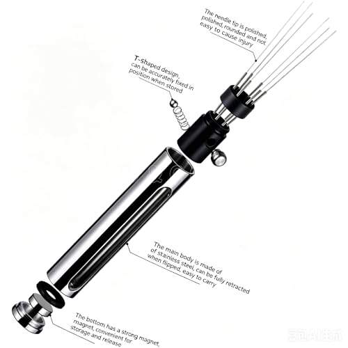Image of Retractable Espresso WDT Tool Stainless Steel | Coffee Distribution Tool, 6x 0.5mm Needles, Safety Retraction, Stainless Steel Design, For Home Baristas