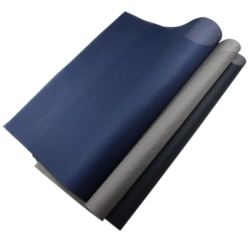 Image of KCS 3 pc of 15 inch x 18 inch(38cmx45cm) 11 Count Cross Stitch Cotton Aida Cloth Needlework Rolled Fabric Box,11CT,Navy Blue+Dark Grey+Black