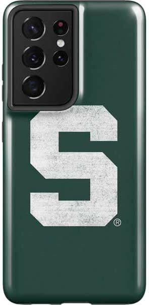 Skinit Pro Phone Case Compatible with Galaxy S21 Ultra 5G - Officially Licensed Michigan State University Green Basketball Design