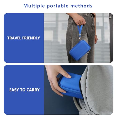 Image of Hard Travel Case for Sony ZV-1F / ZV-1 / ZV-1 II Digital Camera, Vlogger Camera Storage Holder Travel Bag with Zipper Mesh Pocket for Battery Pack, Charging Cable, USB Card, Blue