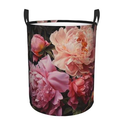 Garden Peony - Cesta redonda de una sola capa para ropa sucia, cesta de lavandería de tela para tus necesidades de organización del hogar