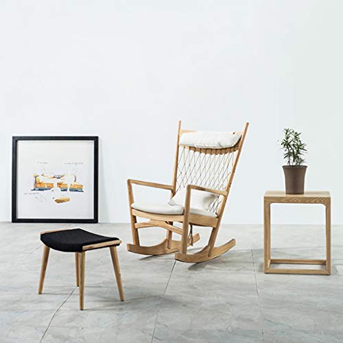 YYAPT-Y Modern Single Rocking Chair, Solid Wood Fabric Lounge Terrace ...