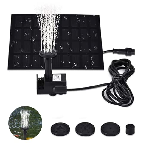 Aoreun Fontaine Solaire, 1.5W Pompe Solaire avec 4 Buses, Fontaine Hauteur: 0.6m Pompe de Fontaine Solaire Exterieure de Jardin, pompe bassin solaire pour Étang, Bain d'oiseau, Patio, Piscine, Jardin