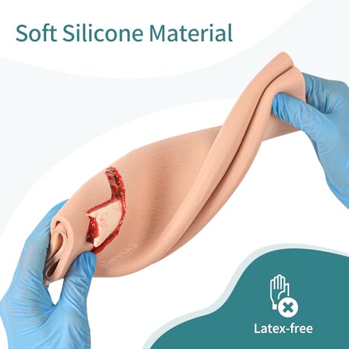 Image of Wound Packing Trainer, Wearable Open Fracture Leg Simulator | Wearable Open Fracture Simulator with Exposed Bone and Torn Tissue for Wound Packing, Trauma Response and Medical Training