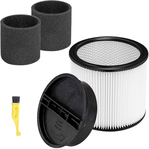 Image of Replacement Filter For Shop Vac Filters 90304 90350 90333 Wet Dry Shop Vac Filter, for Most Wet /Dry Vacuum Cleaners 5 Gallon and Above (1 Replacement Filter + 1 Lids + 2 Foam Sleeve Filters)