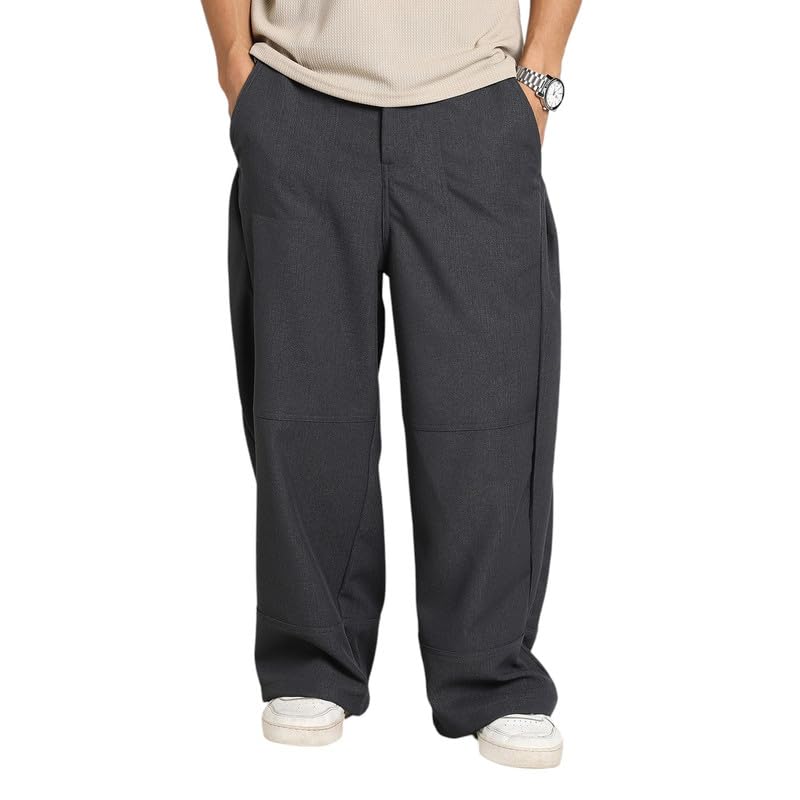 Image of CAHOOT Men's Cargo Trousers for Casual Wear | Mid-Rise | Relaxed Fit | Button Closure | Cargo Pants Crafted with Comfort Fit for Everyday Wear