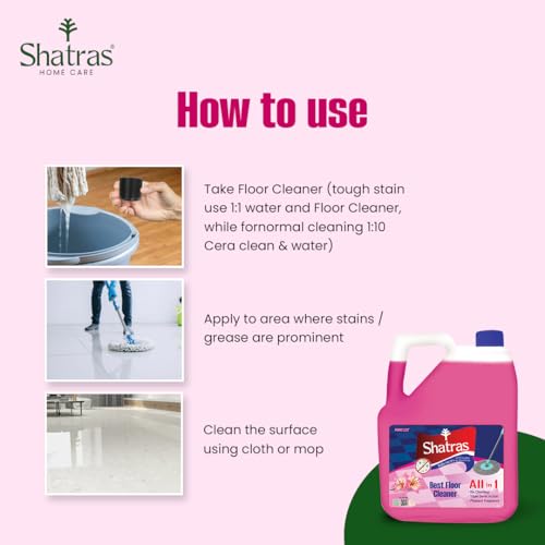 Image of Shatras Pink Lily Disinfectant Floor Cleaner Liquid 5 Liter | Suitable for All Floor Types | Multi-Surface Floor Cleaning Solution | Kills 99.9% of Germs | Long-Lasting Pink Lily Fragrance