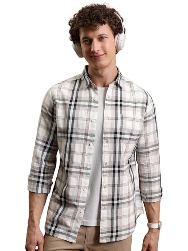 Image of Highlander Men's Slim Fit Checks Shirt for Men | Full Sleeves | Spread Collar | Casual Shirts for Men