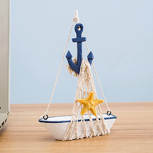 Mediterrane Segelboot Verzierungen Mini-Segelboot-Modell Dekorationen Segelboot-Modell Ornamente aus Holz Segelboot… – Bild 4