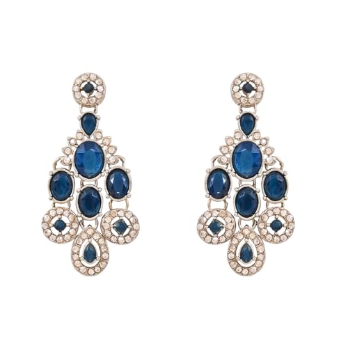 Image of I Jewels Traditional Teardrop Design & Stone Necklace Jewellery With Earrings & Maang Tikka Set for Women (IJ414)