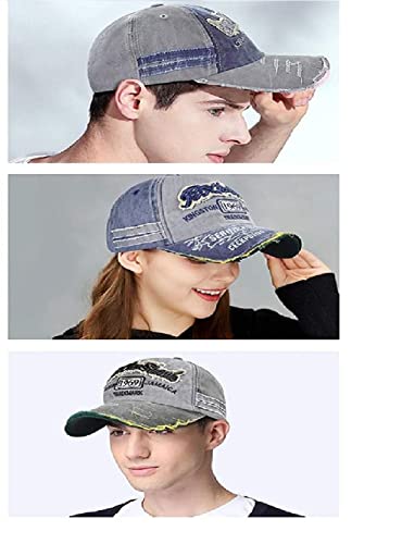 Image of Adjustable Soft Cotton Denim Cap for Men Women Baseball Vintage Washed Distressed Hats Adjustable Stylish Cap Regular Fitted