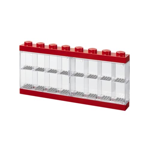 Room Copenhagen-40660001 Other Caja expositora para 16 Minifiguras de Lego, Contenedor apilable para Pared o Escritorio, roja, Color Rojo, Grande 5711938023607