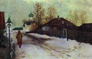 Peinture à l'huile de Ryabushkin, toile haut de gamme de la rue Mikhailovsky en 1899