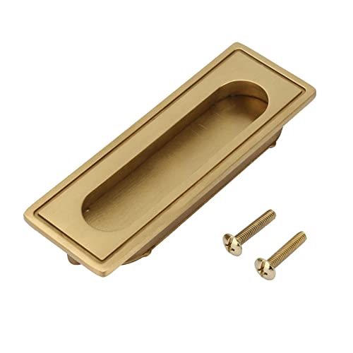 Hapivida Tirador de Muebles Empotrado para Armario Cocina Cajón, Tirador de Metal Oculto para Puertas Correderas, para Cajonera y Gabinetes, Latón