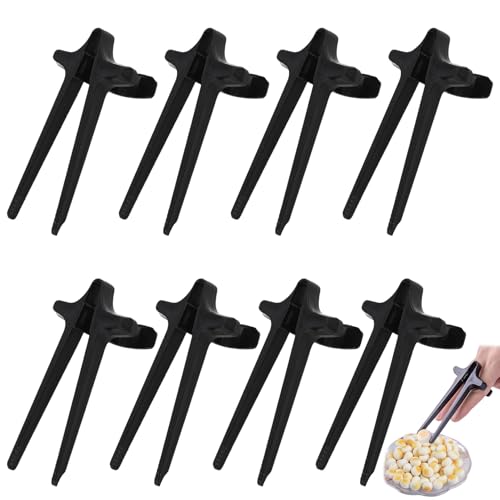 8 Stück Fingerstäbchen für Gamer,Stäbchen zum Essen,Gaming Gadgets Fingerzange,Snack Fingerstäbchen,Hand-Free Snack Finger Chopsticks,Gaming-Snack-Essstäbchen,Essstäbchen Hilfe Gamer Snack (Schwarz)