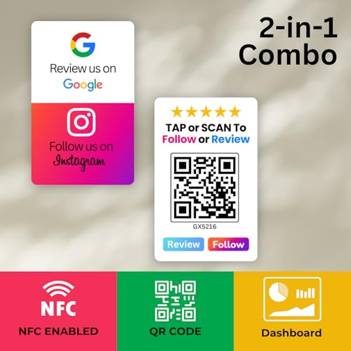 Review + Instagram 2-in-1 combo NFC Card with QR Code by tinydabba - 2
