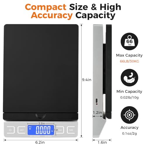 digital shipping postal scale mail scale with envelope flip holder 66lb01oz postage scale for package small business post office holdamptare function batteryamptype-c charging cable - silver