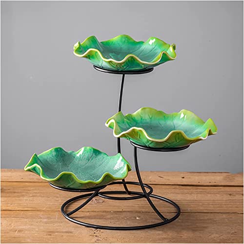 JMYSD Mehrschichtiger Obstteller, mehrschichtiger Obstteller Keramik-Trockenobstteller im europäischen Stil, dekoratives Tablett, für Esszimmer, Wohnzimmer, Ausstellungszentrum Cover