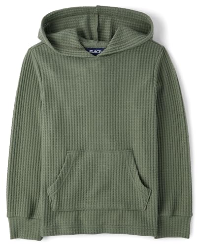 Image of The Children's Place Boys' Long Sleeve Thermal Knit Hooded Pullover